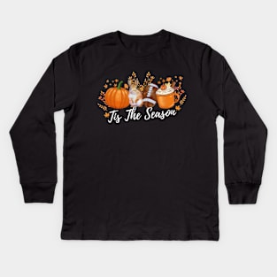 Tis The Season Fall Pumpkin Cute Football Mom Kids Long Sleeve T-Shirt